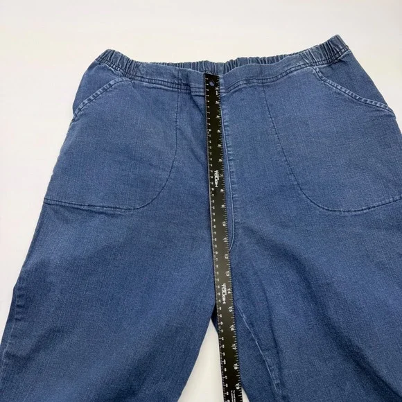 Croft & Barrow Womens 2X Blue Denim Capri Pants Elastic Waist Stretch Plus Size - Picture 7 of 10